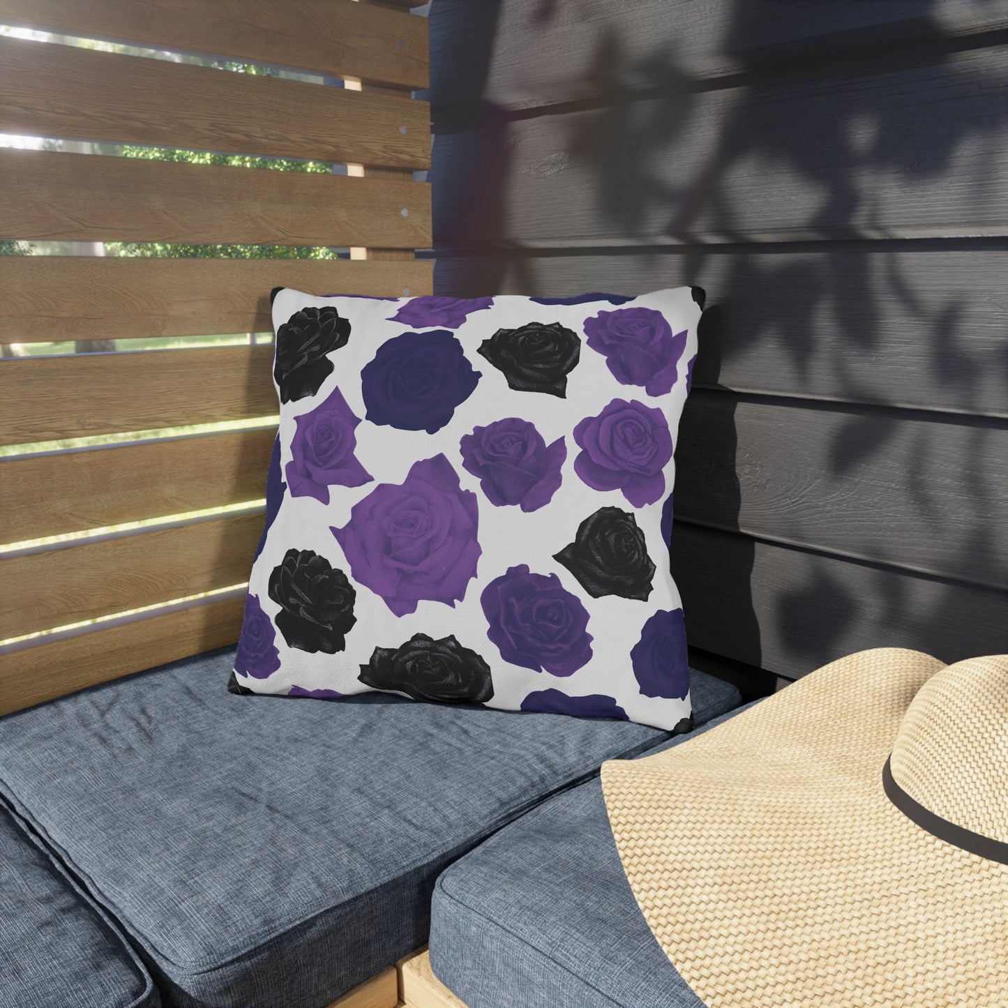 Dark Purple Roses Outdoor Pillows