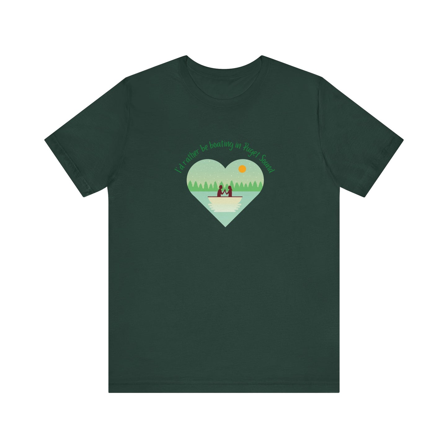 I'd rather be boating in Puget Sound heart T-shirt