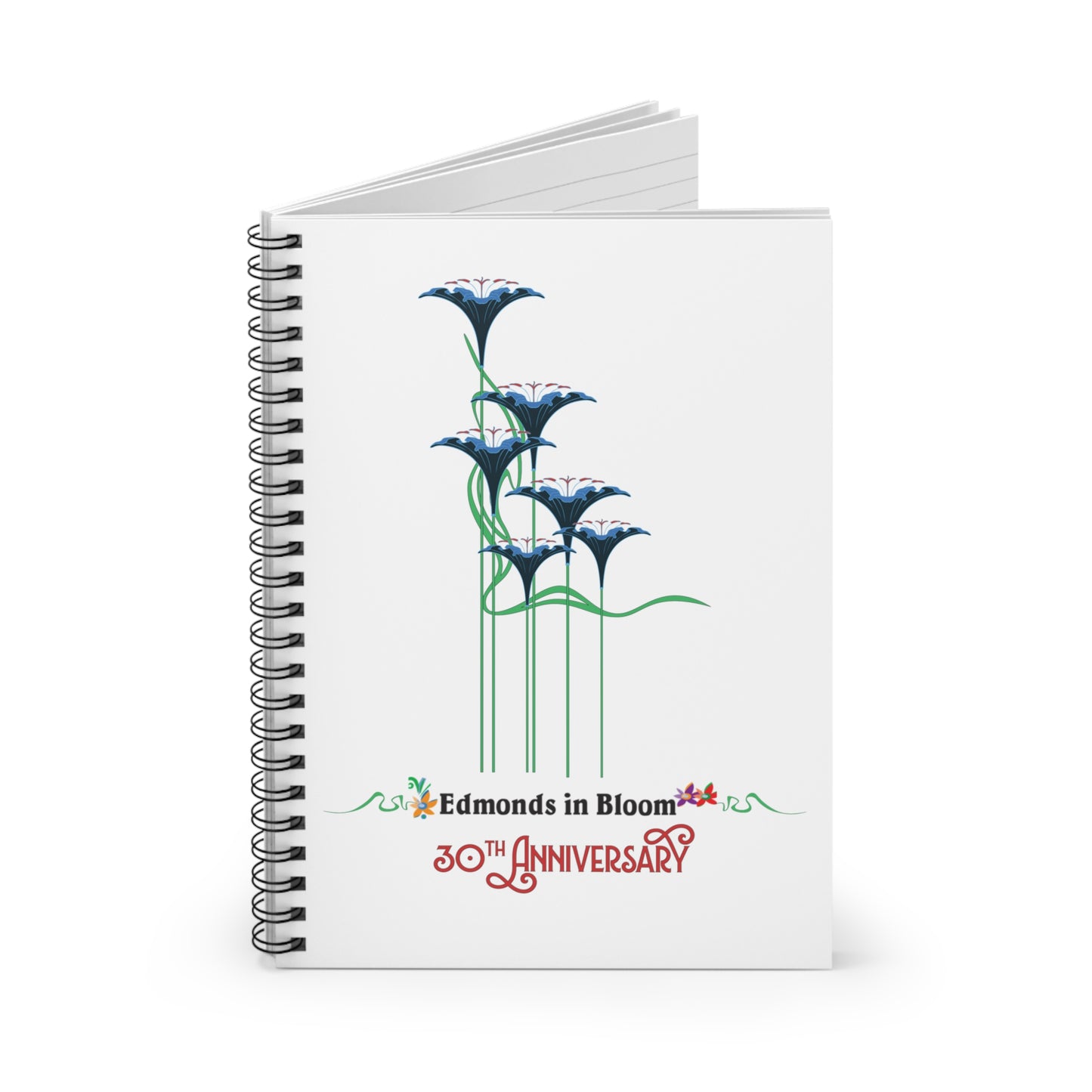 Edmonds in Bloom 30th Anniversary (Flowers) Spiral Notebook - Ruled Line