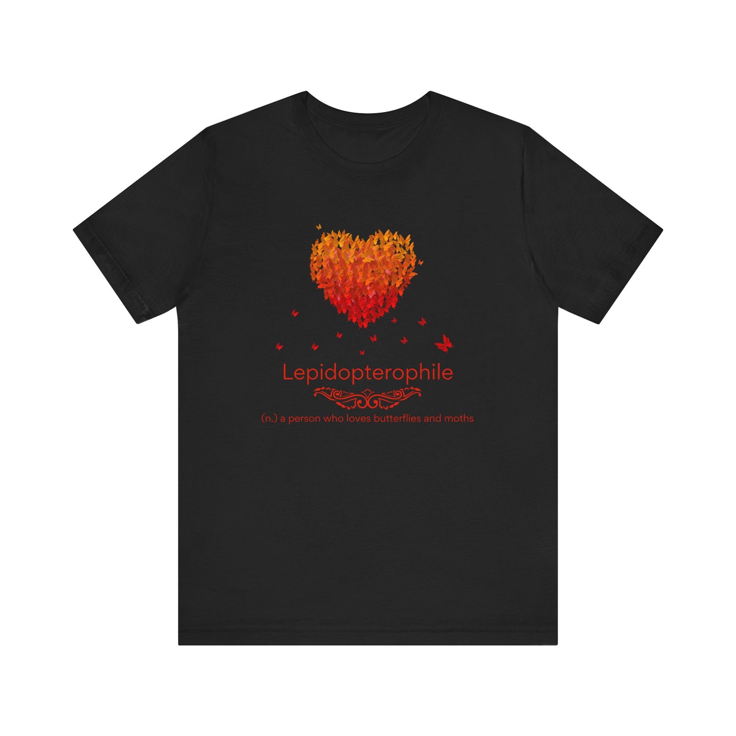 Lepidopterophile - lover of butterflies and moths (red theme) T-shirt