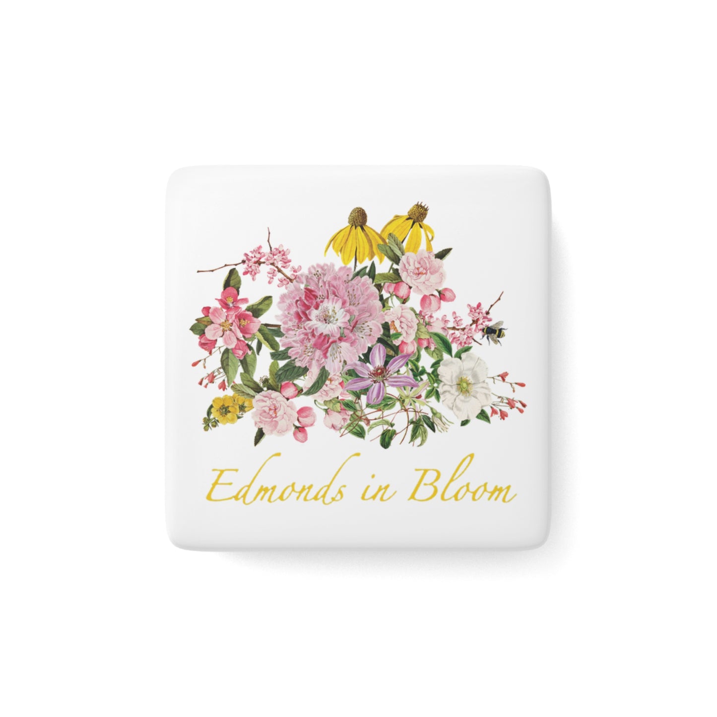 Edmonds in Bloom Porcelain Magnet, Square