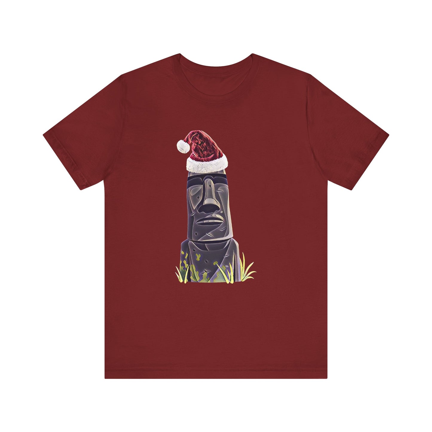 Holiday Moai Easter Island Statue in Santa Hat T-shirt
