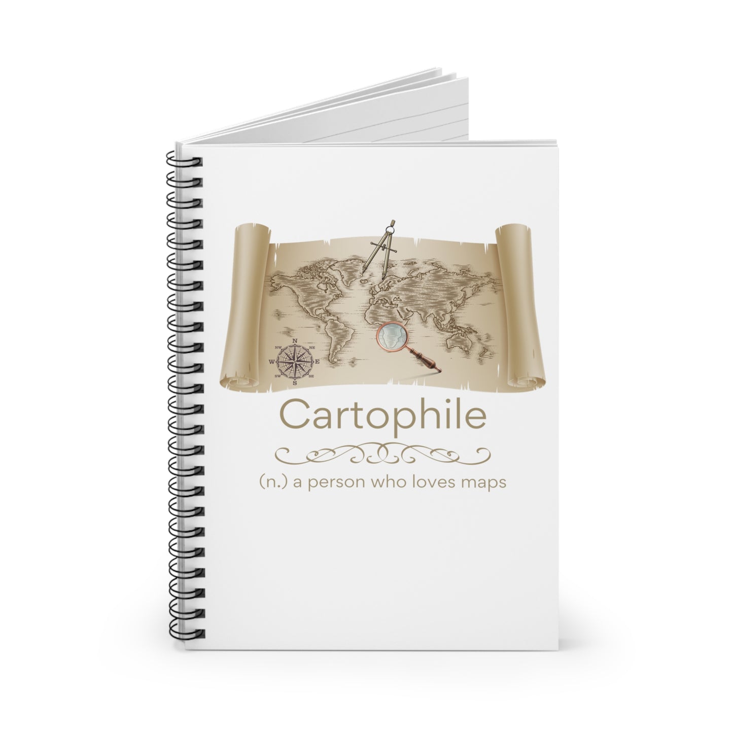 Cartophile - lover of maps Spiral Notebook - Ruled Line