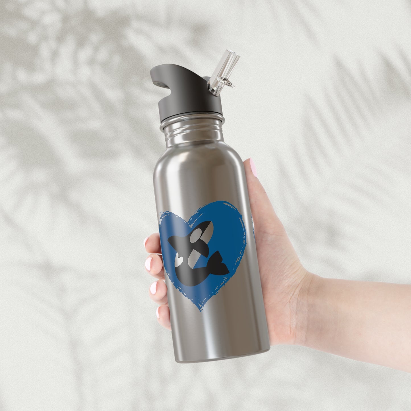 Orca Love Stainless Steel Water Bottle With Straw, 20oz