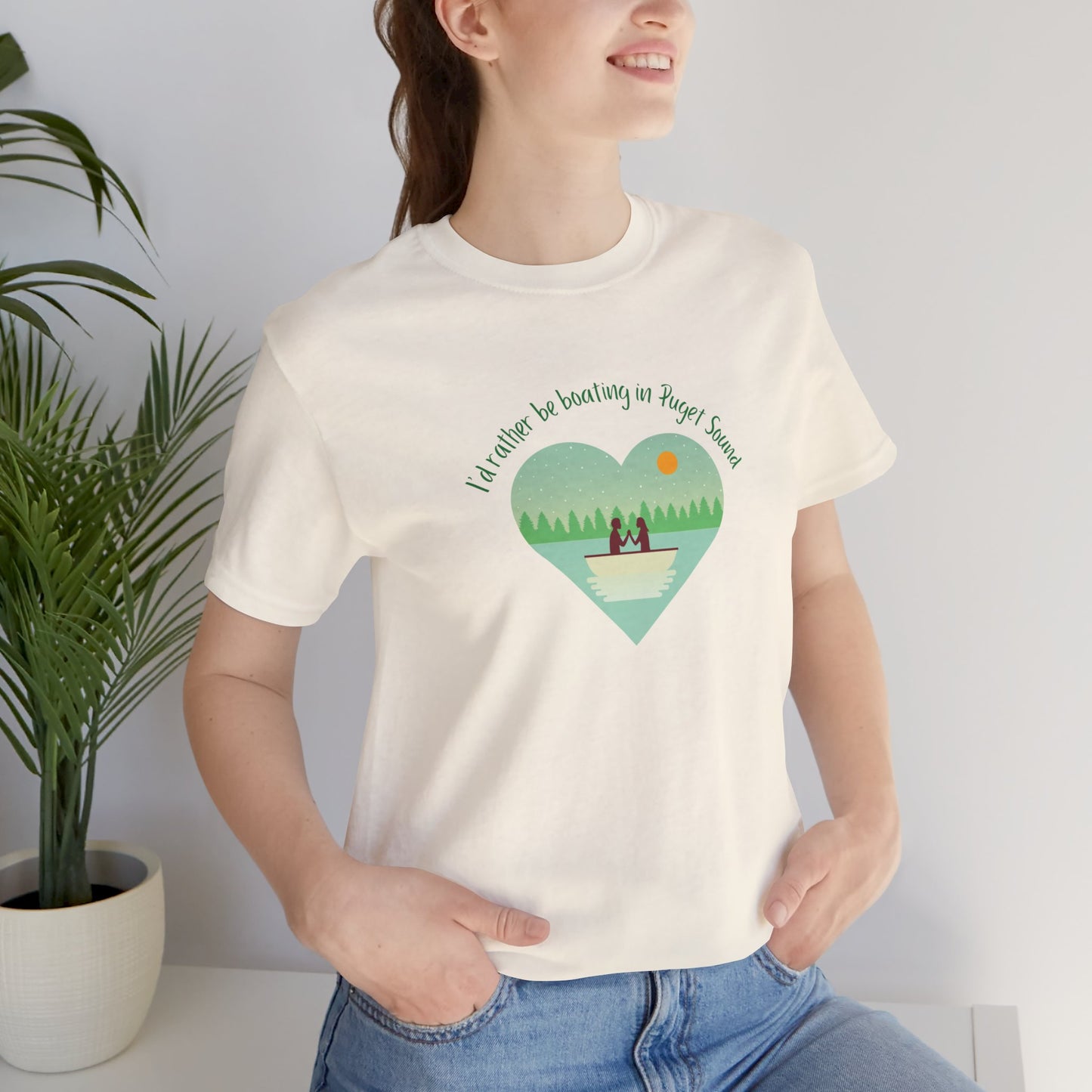 I'd rather be boating in Puget Sound heart T-shirt