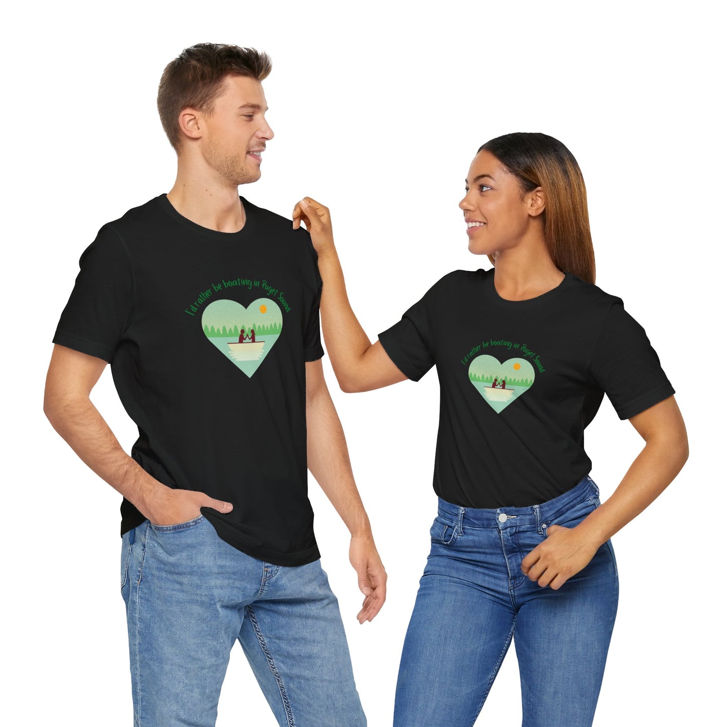 I'd rather be boating in Puget Sound heart T-shirt