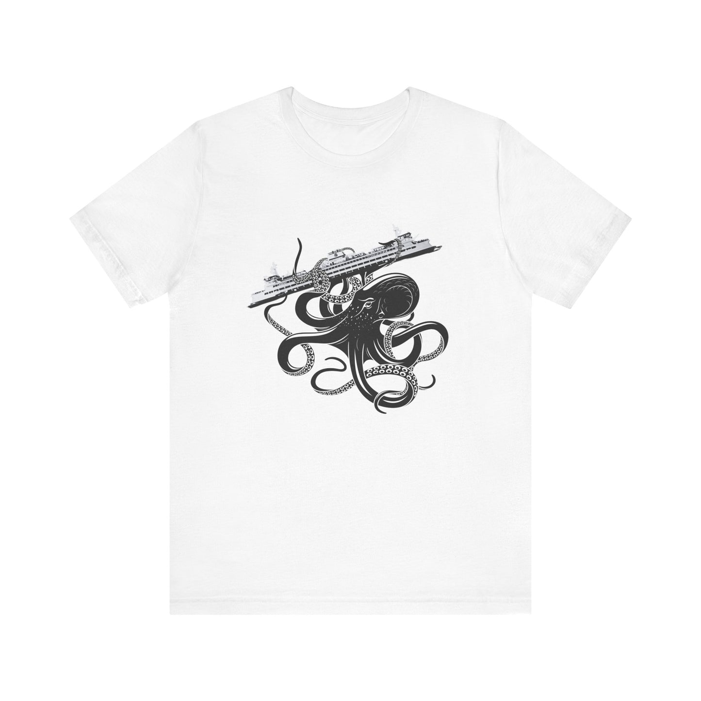Octopus Attacks Ferry Unisex Jersey Short Sleeve Tee
