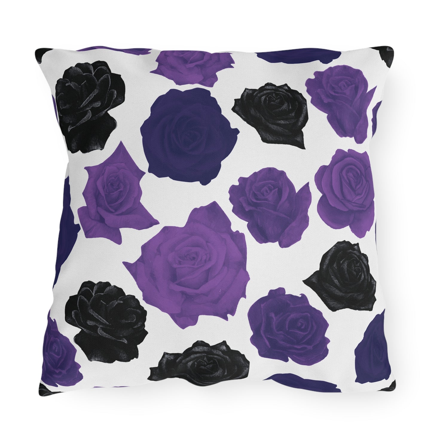 Dark Purple Roses Outdoor Pillows