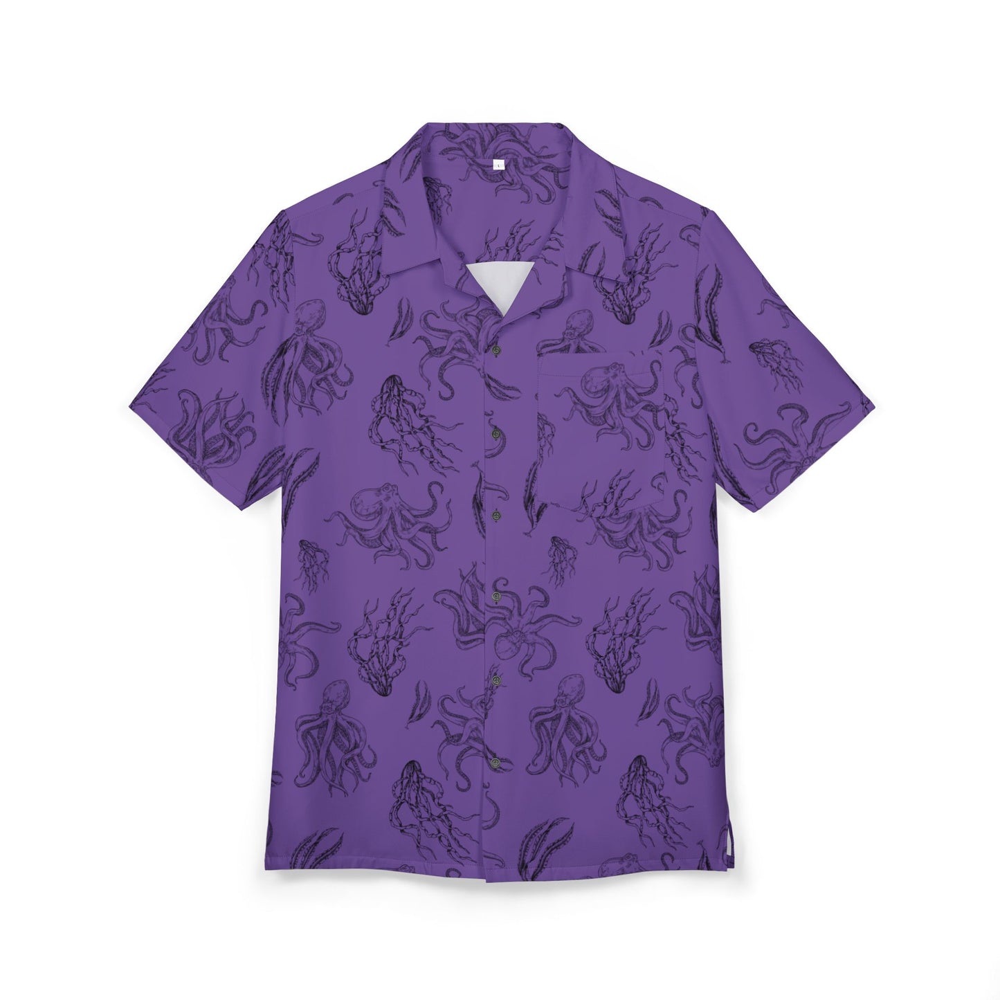 Octopus Swimming in Purple Sea Men's Hawaiian Shirt