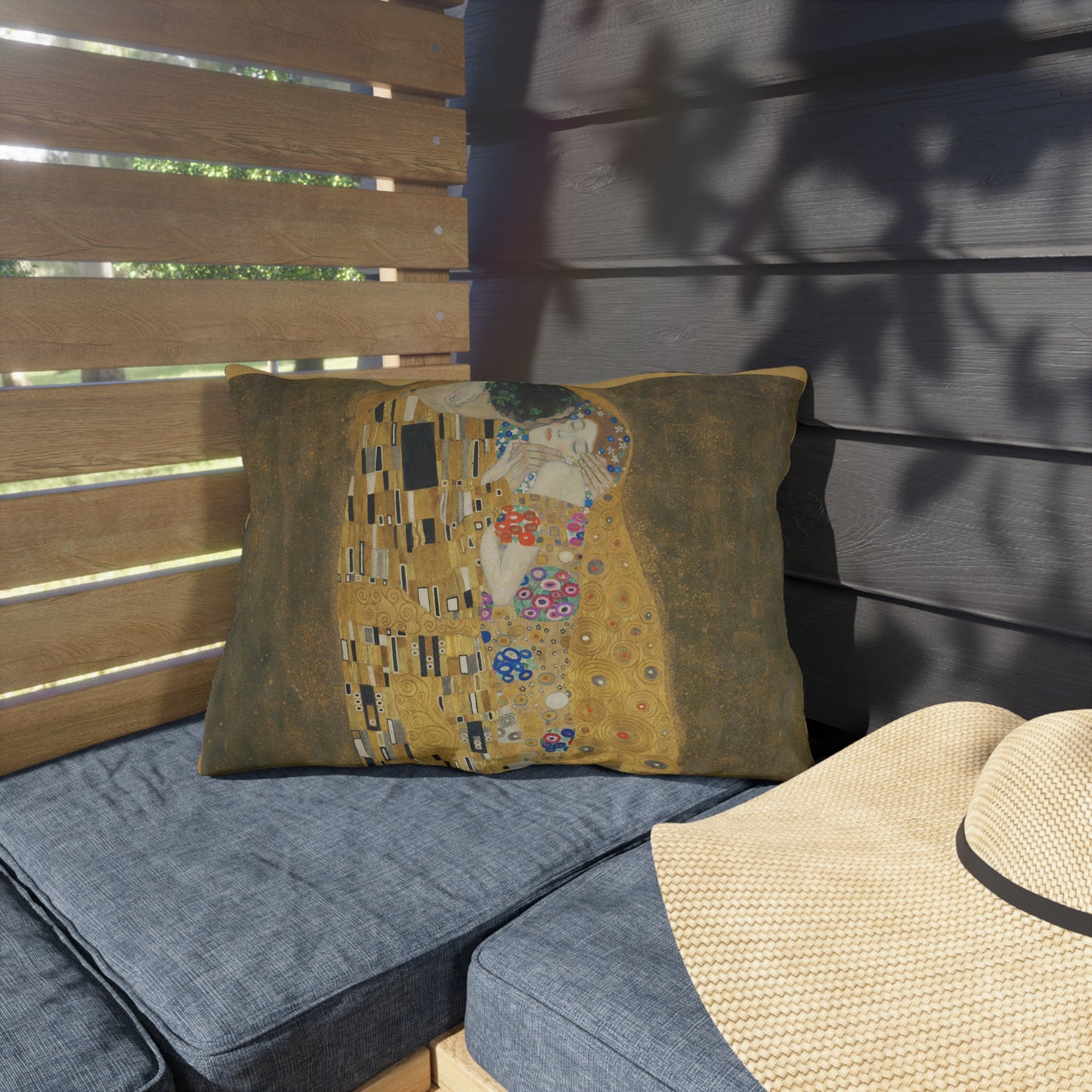 Klimt Kiss Outdoor Pillows