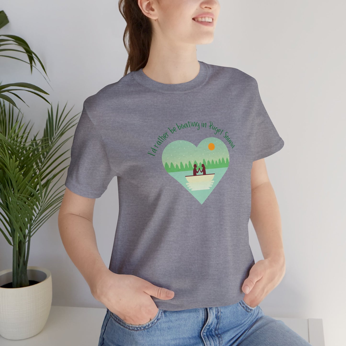 I'd rather be boating in Puget Sound heart T-shirt