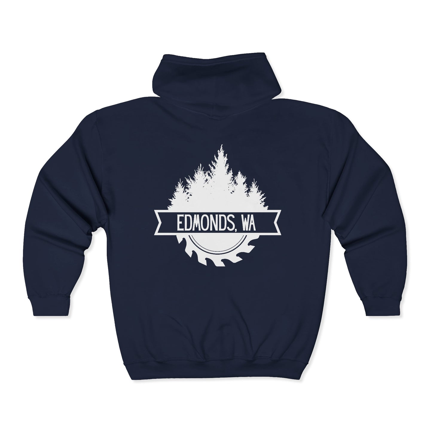 Edmonds WA Trees and Saw Three-Panel Fleece Hoodie