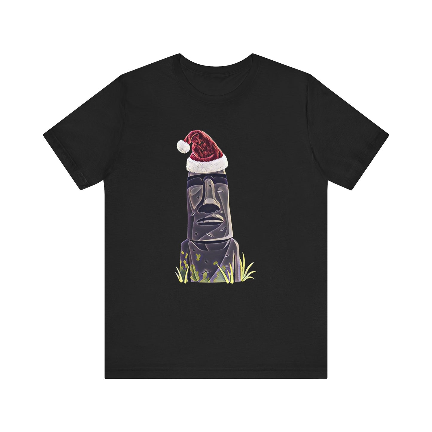Holiday Moai Easter Island Statue in Santa Hat T-shirt