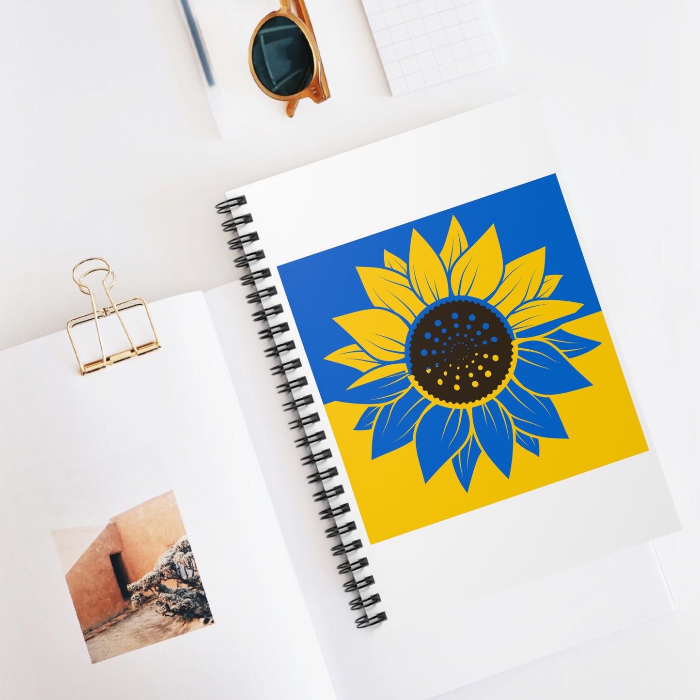 Ukrainian Flag Sunflower Spiral Notebook - Ruled Line