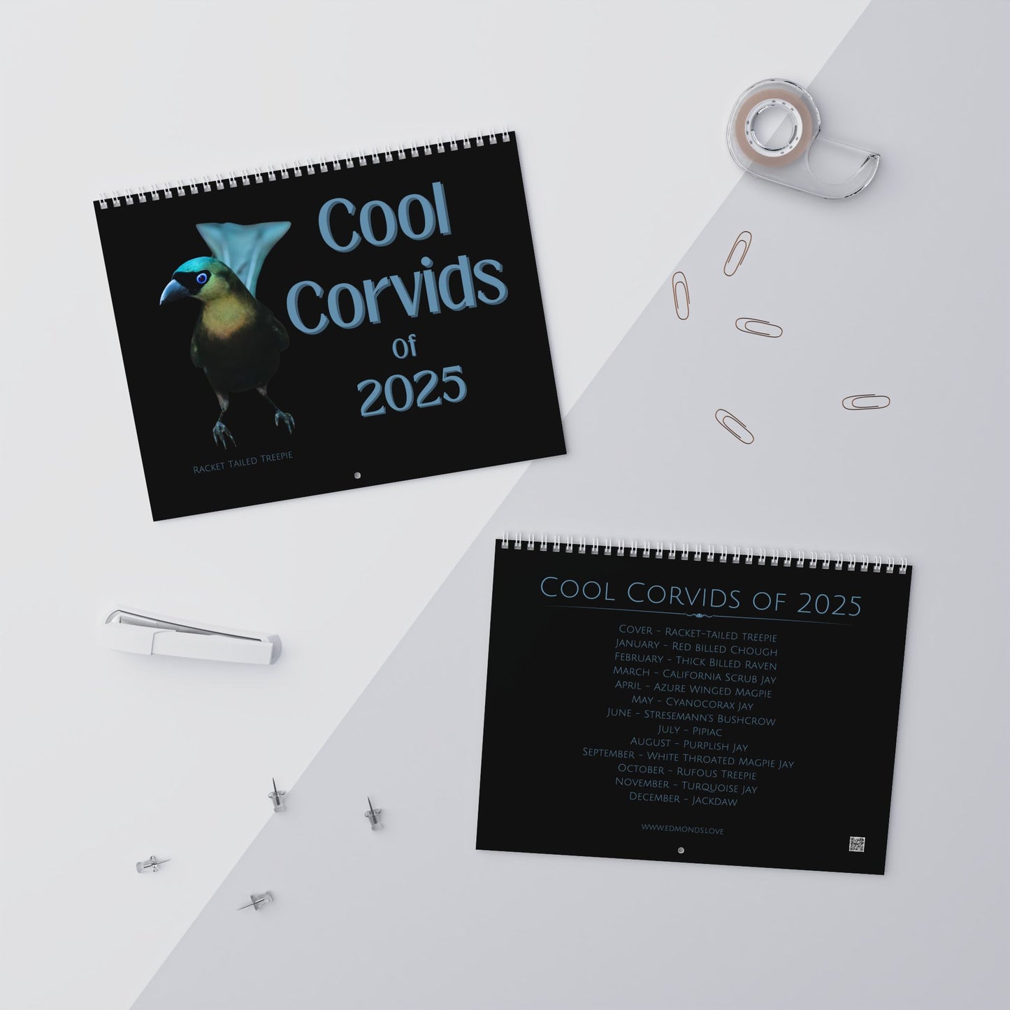 Cool Corvids of 2025 Wall Calendar