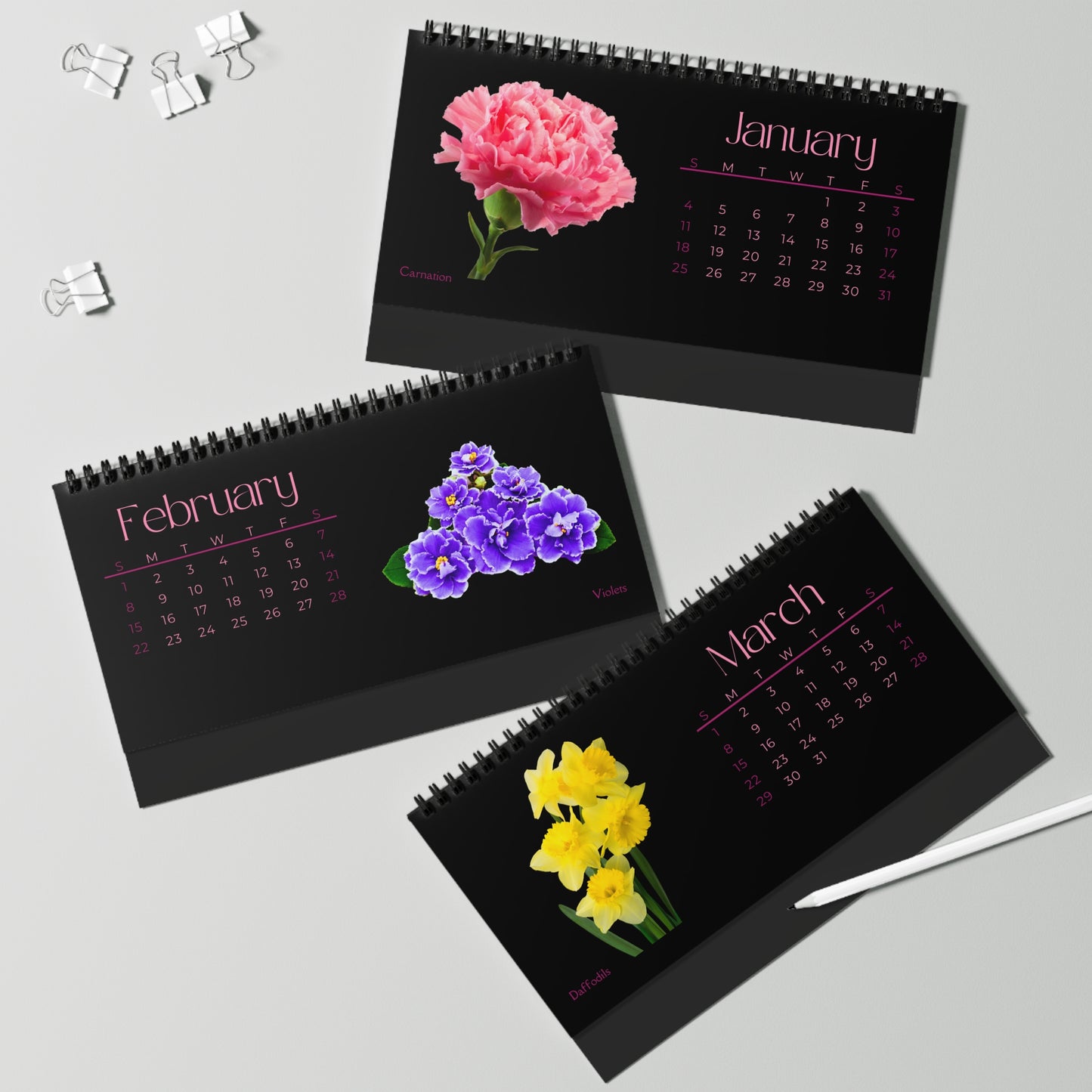 Birth Month Flowers of 2026 Desktop Calendar