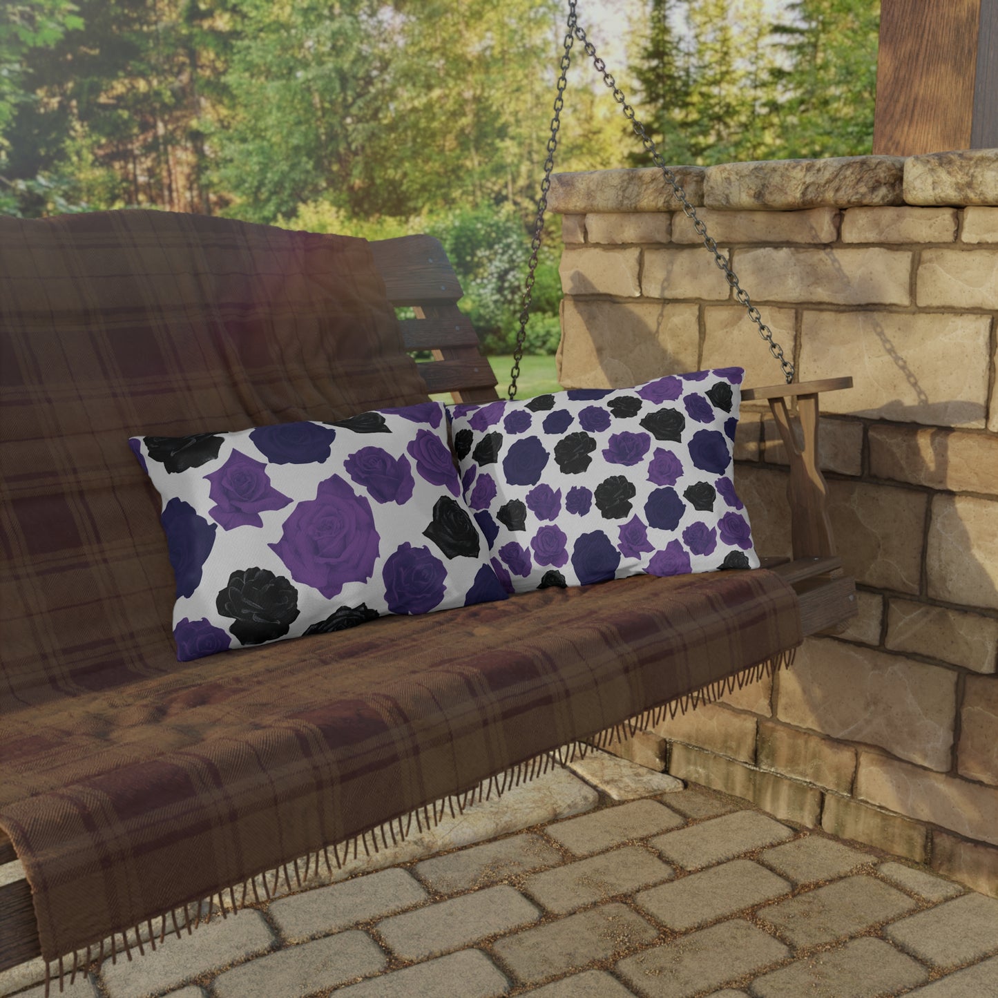 Dark Purple Roses Outdoor Pillows
