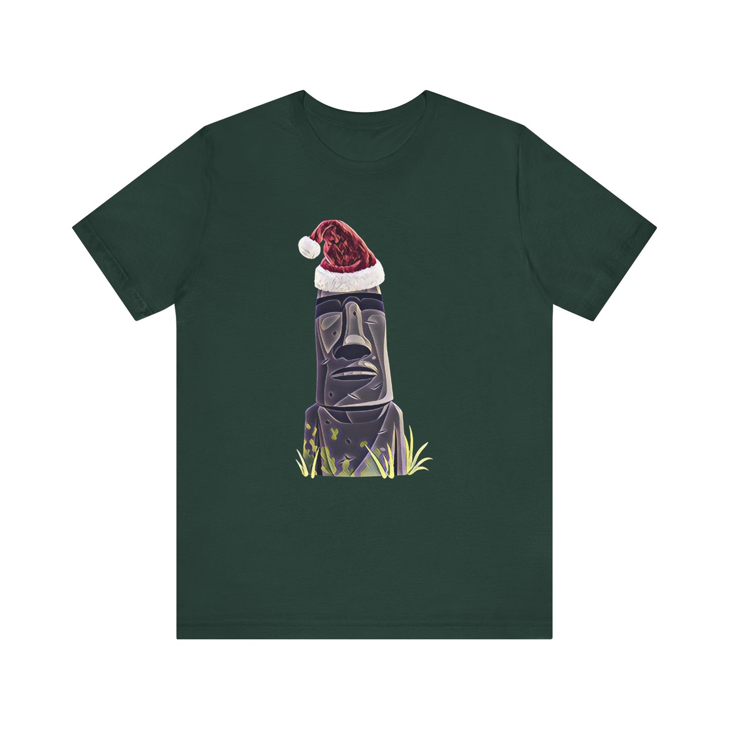 Holiday Moai Easter Island Statue in Santa Hat T-shirt