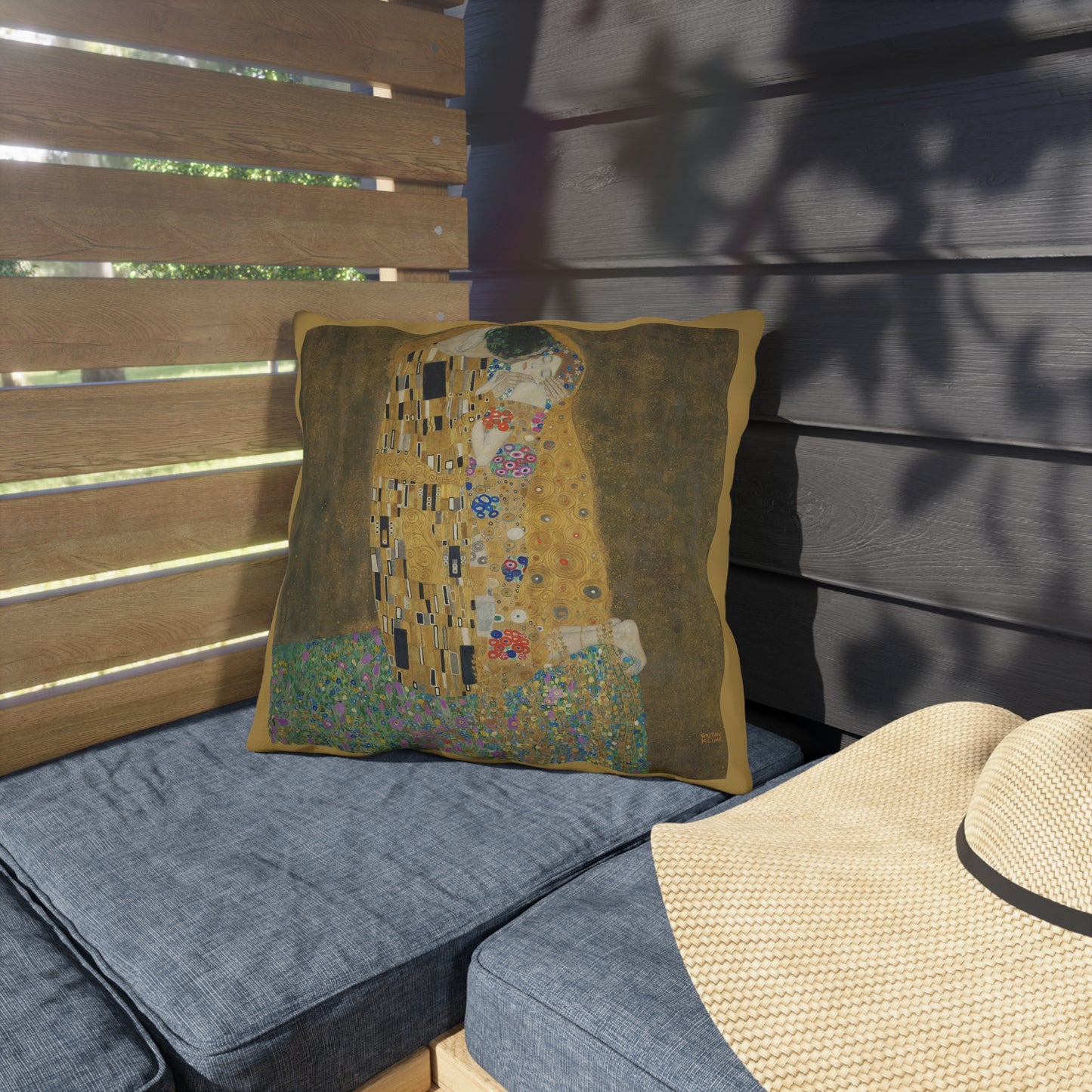 Klimt Kiss Outdoor Pillows