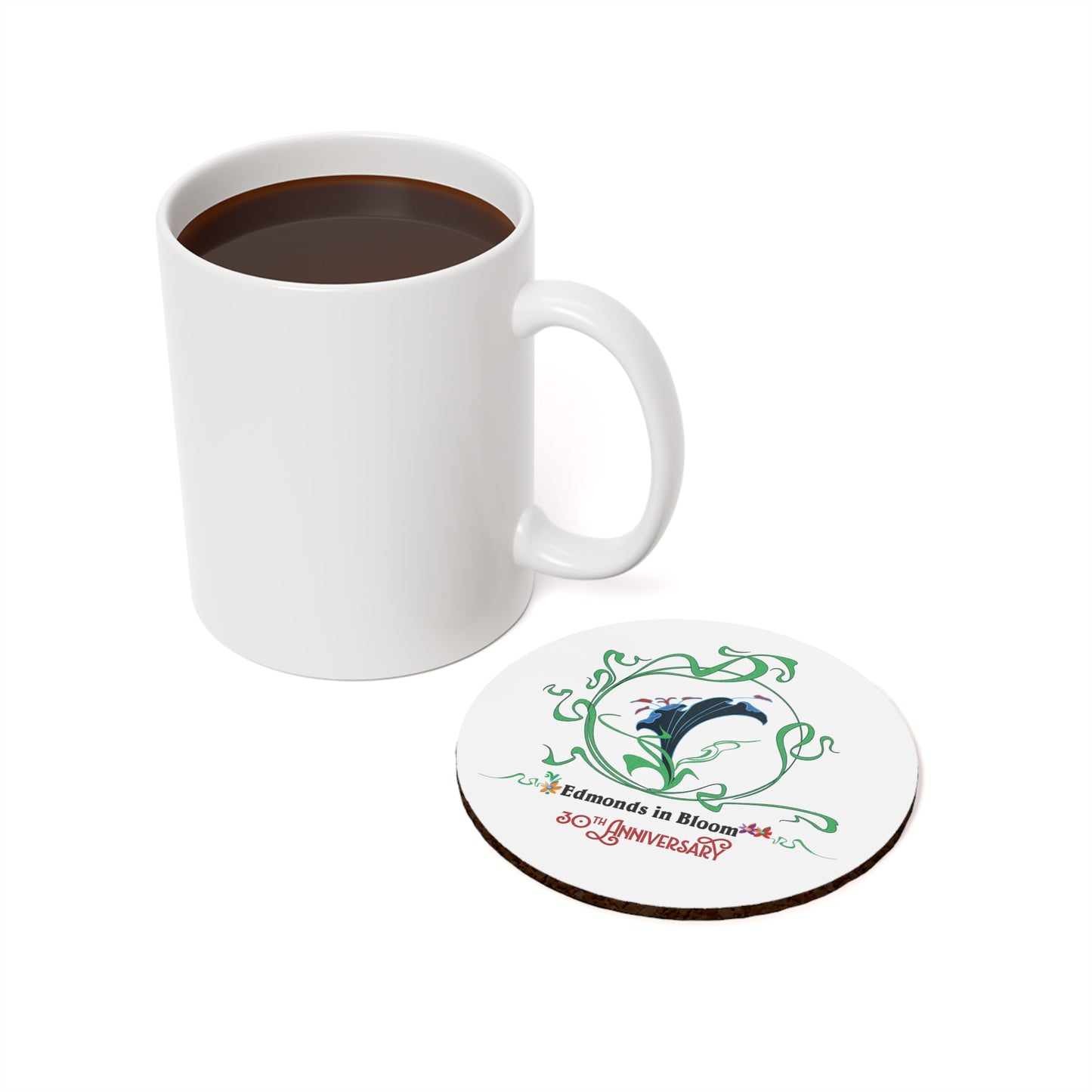 Edmonds in Bloom 30th Anniversary Cork Back Coaster