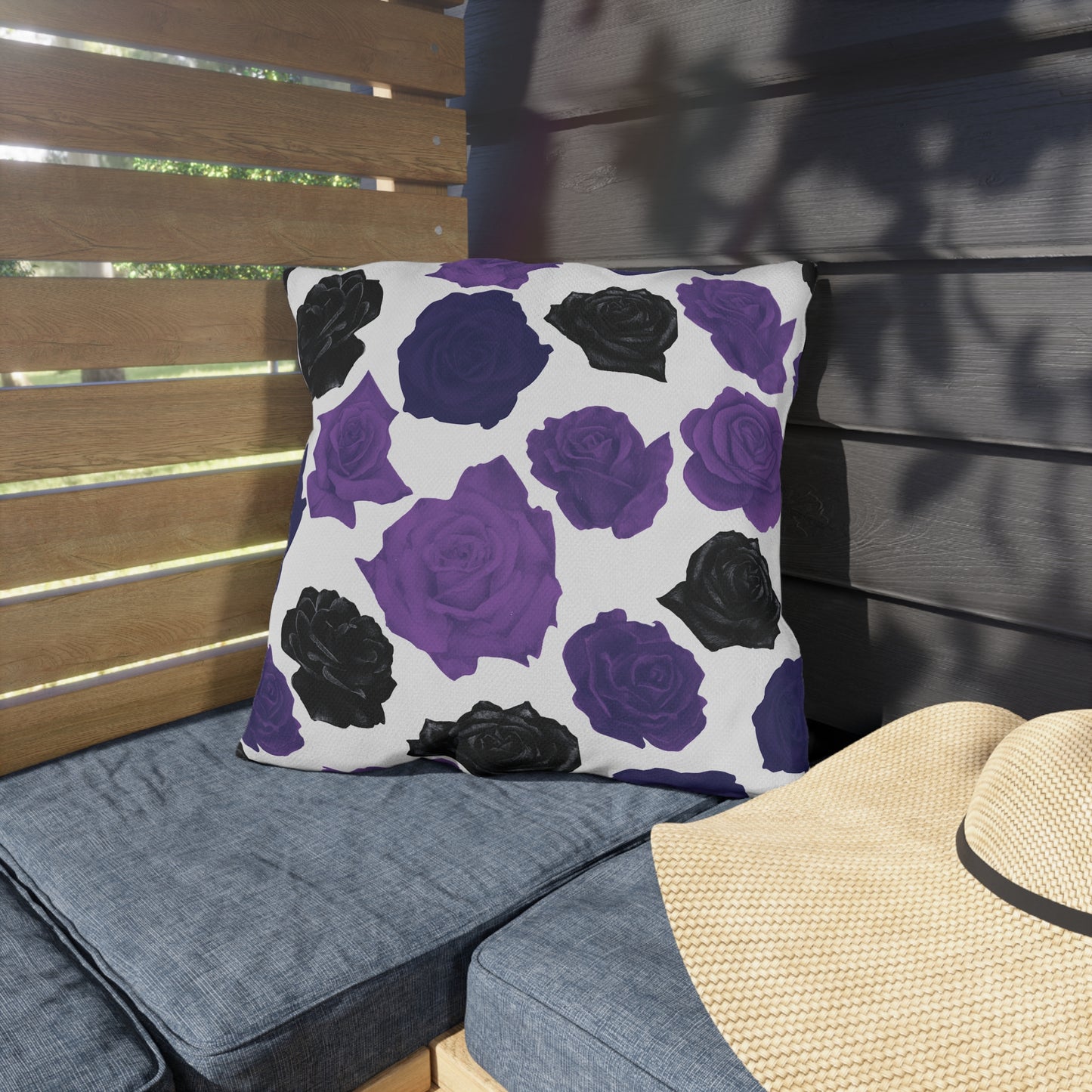 Dark Purple Roses Outdoor Pillows
