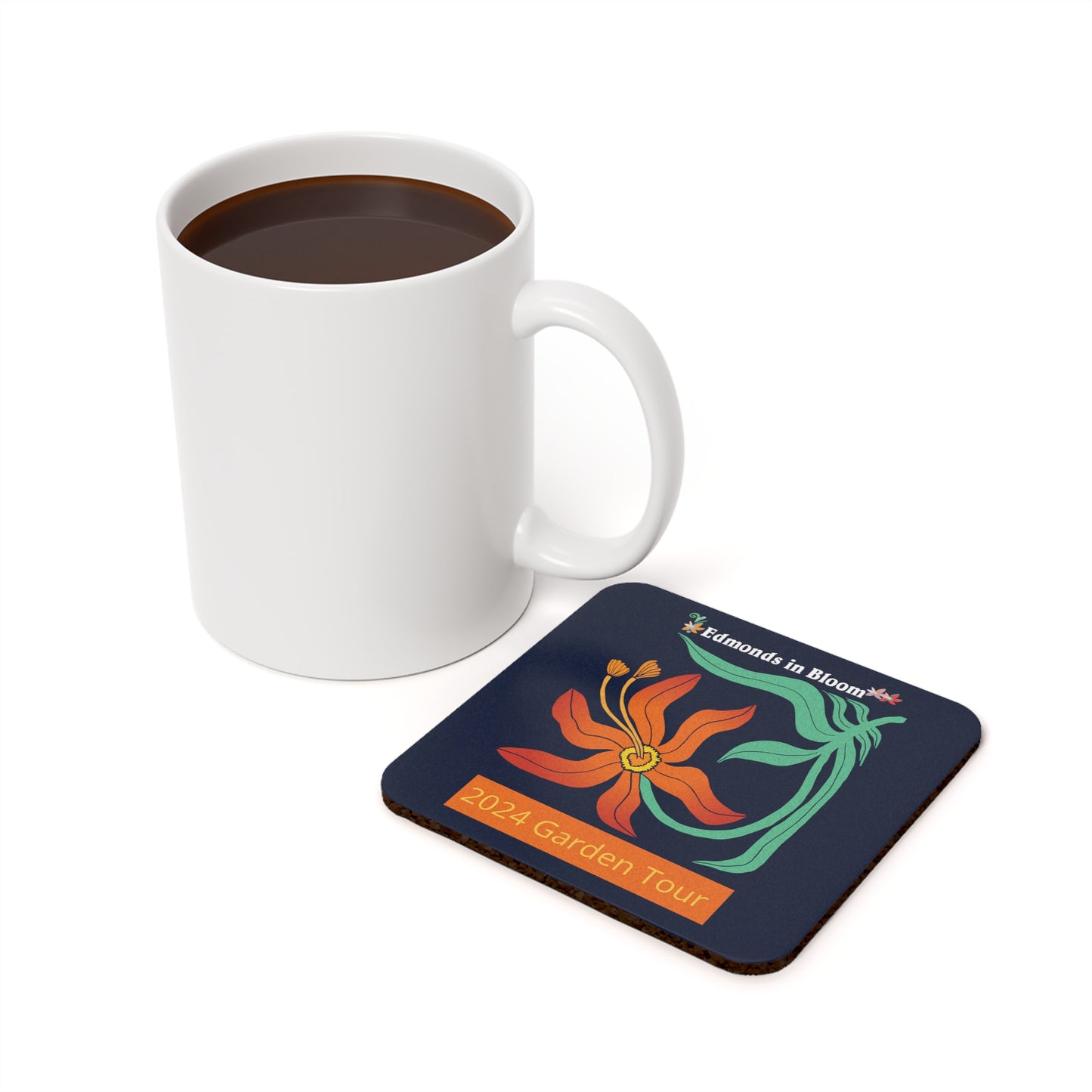 Edmonds in Bloom 2024 Garden Tour Cork Back Coaster (Orange Lily)