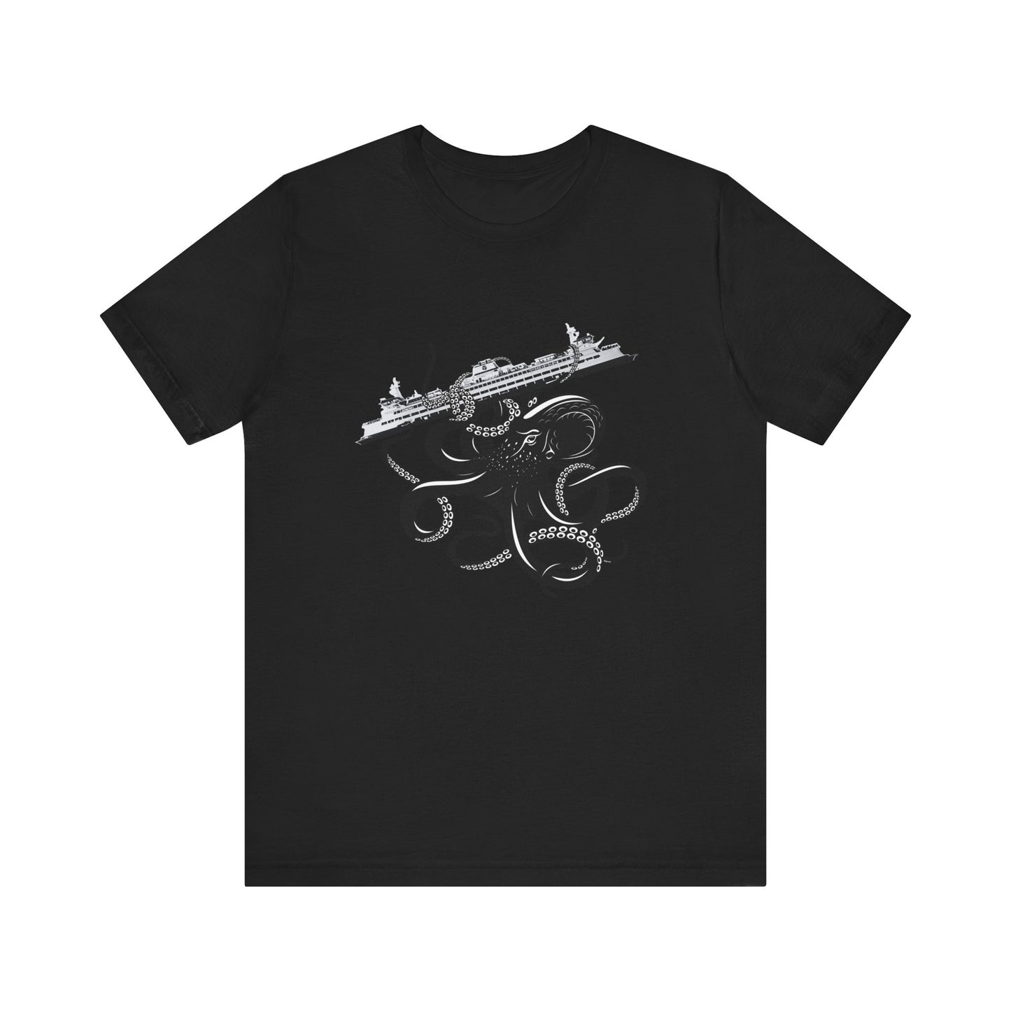 Octopus Attacks Ferry Unisex Jersey Short Sleeve Tee