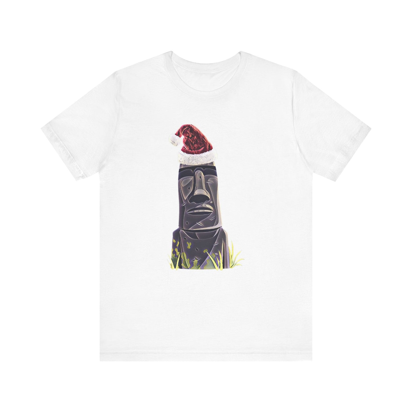 Holiday Moai Easter Island Statue in Santa Hat T-shirt