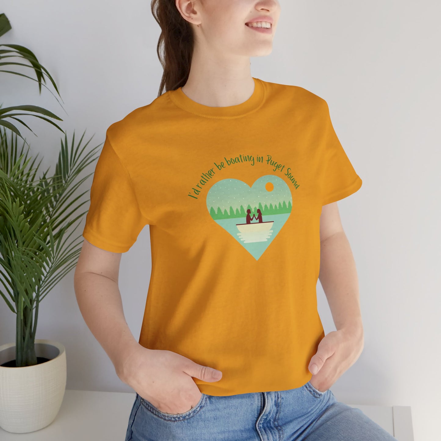 I'd rather be boating in Puget Sound heart T-shirt