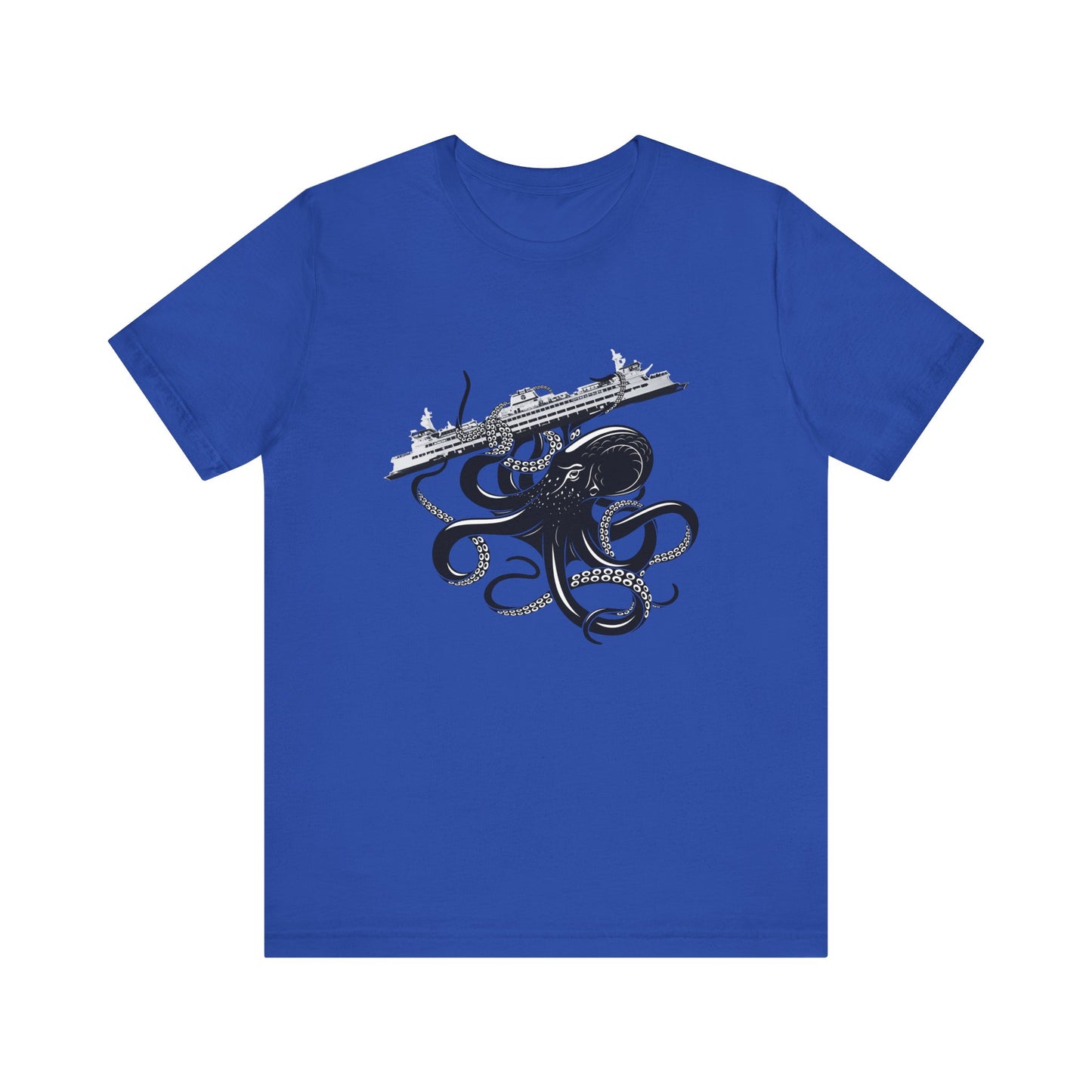 Octopus Attacks Ferry Unisex Jersey Short Sleeve Tee
