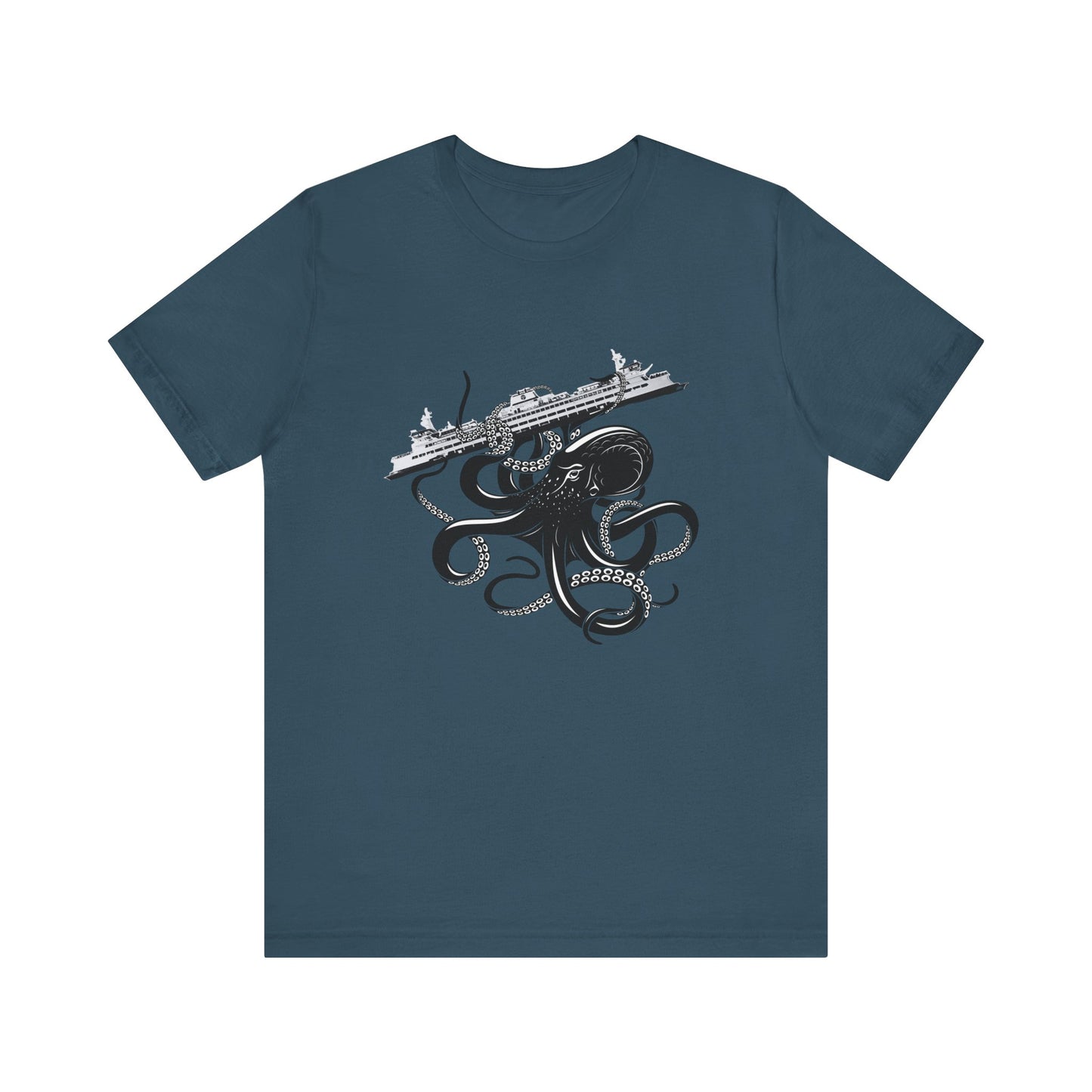 Octopus Attacks Ferry Unisex Jersey Short Sleeve Tee
