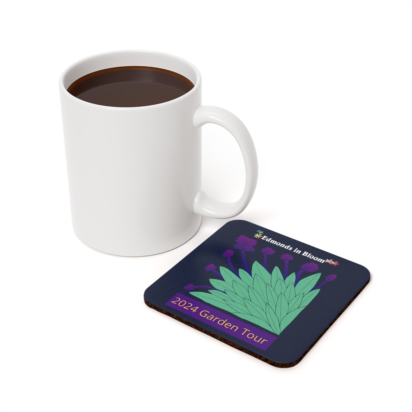 Edmonds in Bloom 2024 Garden Tour Cork Back Coaster (Purple Agave)