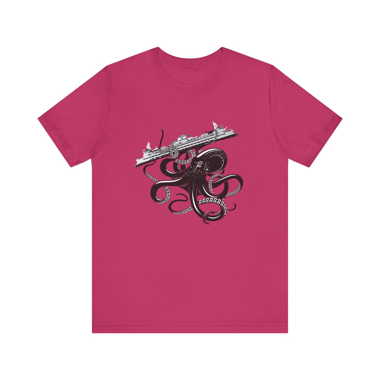 Octopus Attacks Ferry Unisex Jersey Short Sleeve Tee