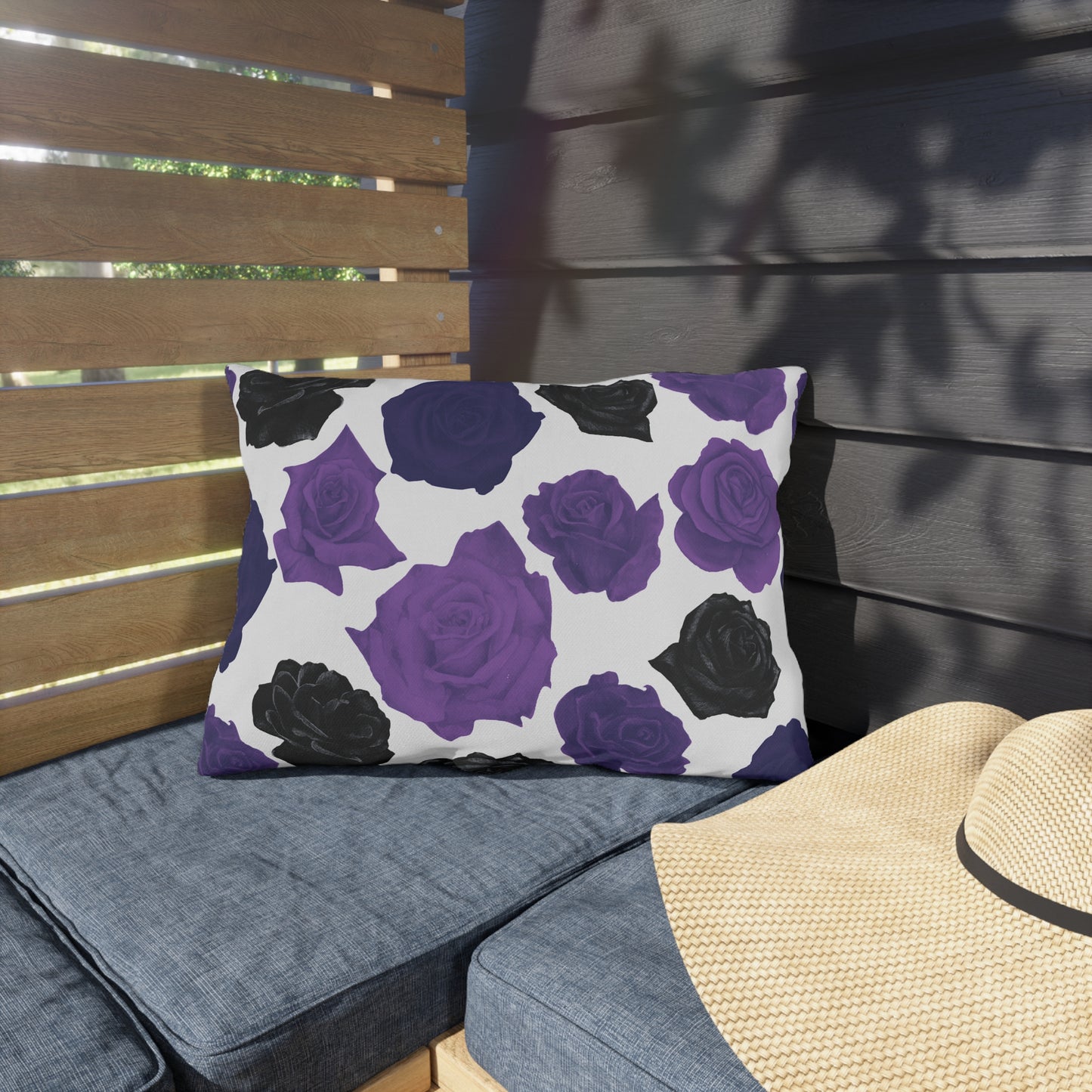 Dark Purple Roses Outdoor Pillows