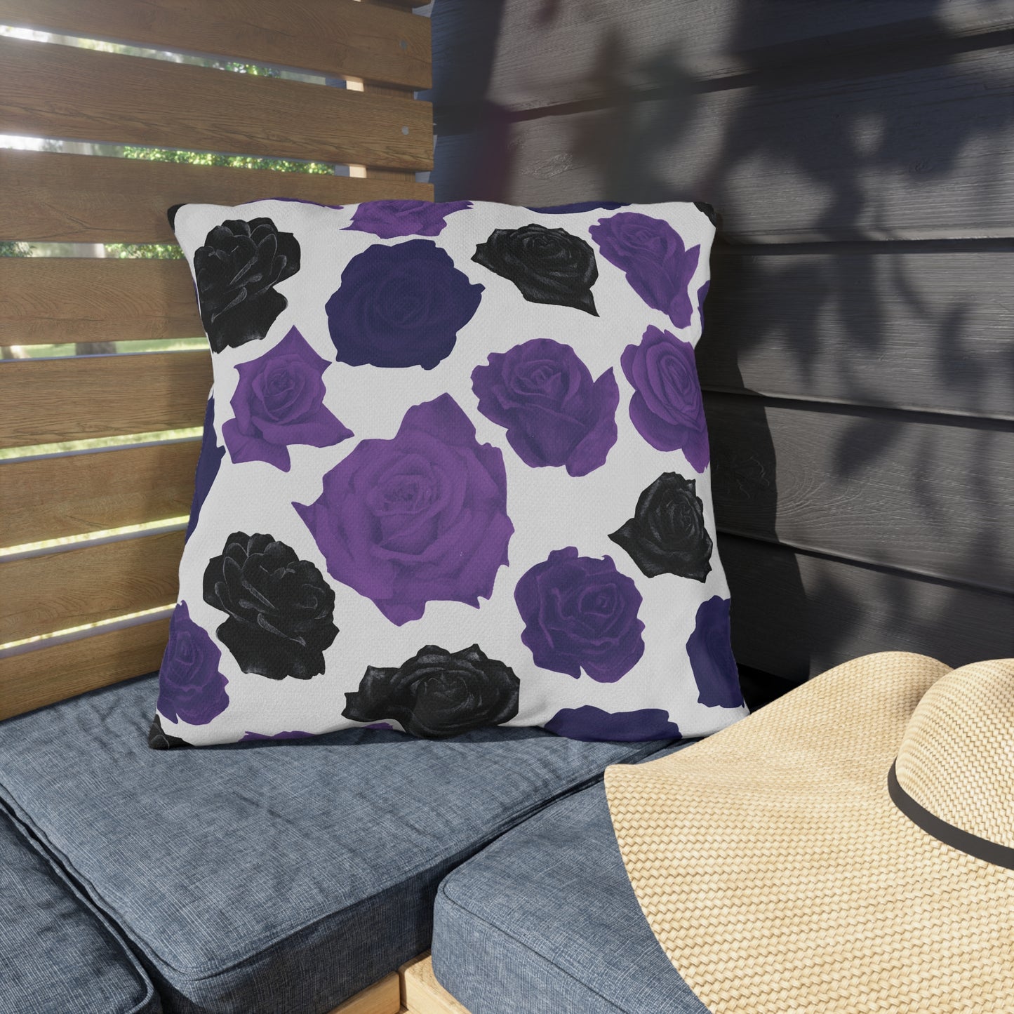 Dark Purple Roses Outdoor Pillows