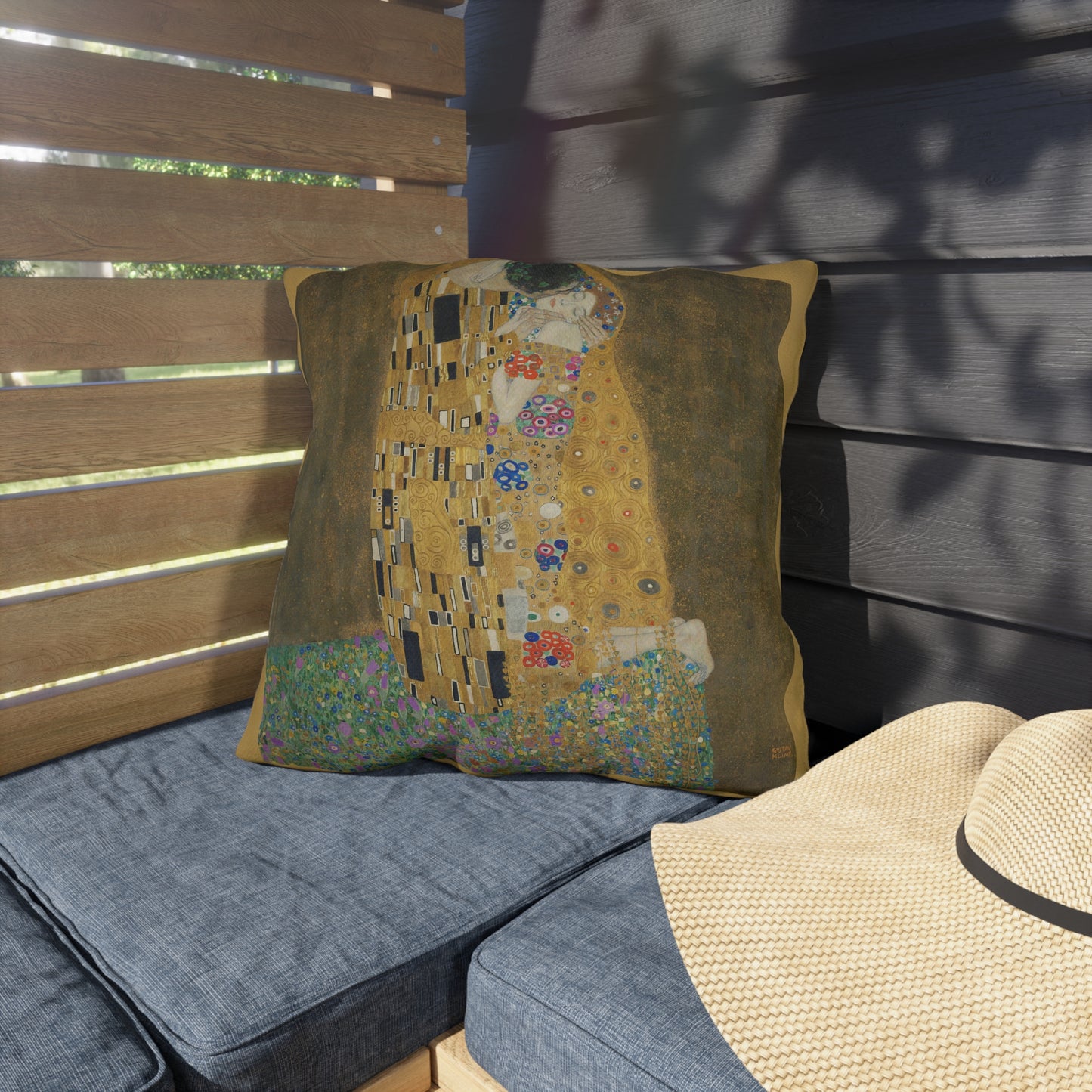 Klimt Kiss Outdoor Pillows