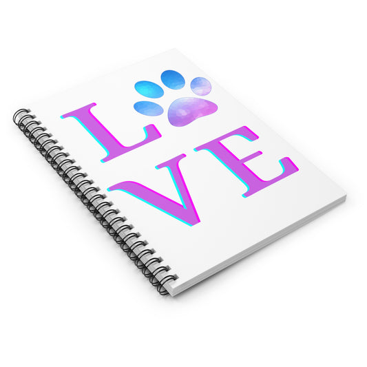 Love Paw Print Spiral Notebook - Ruled Line