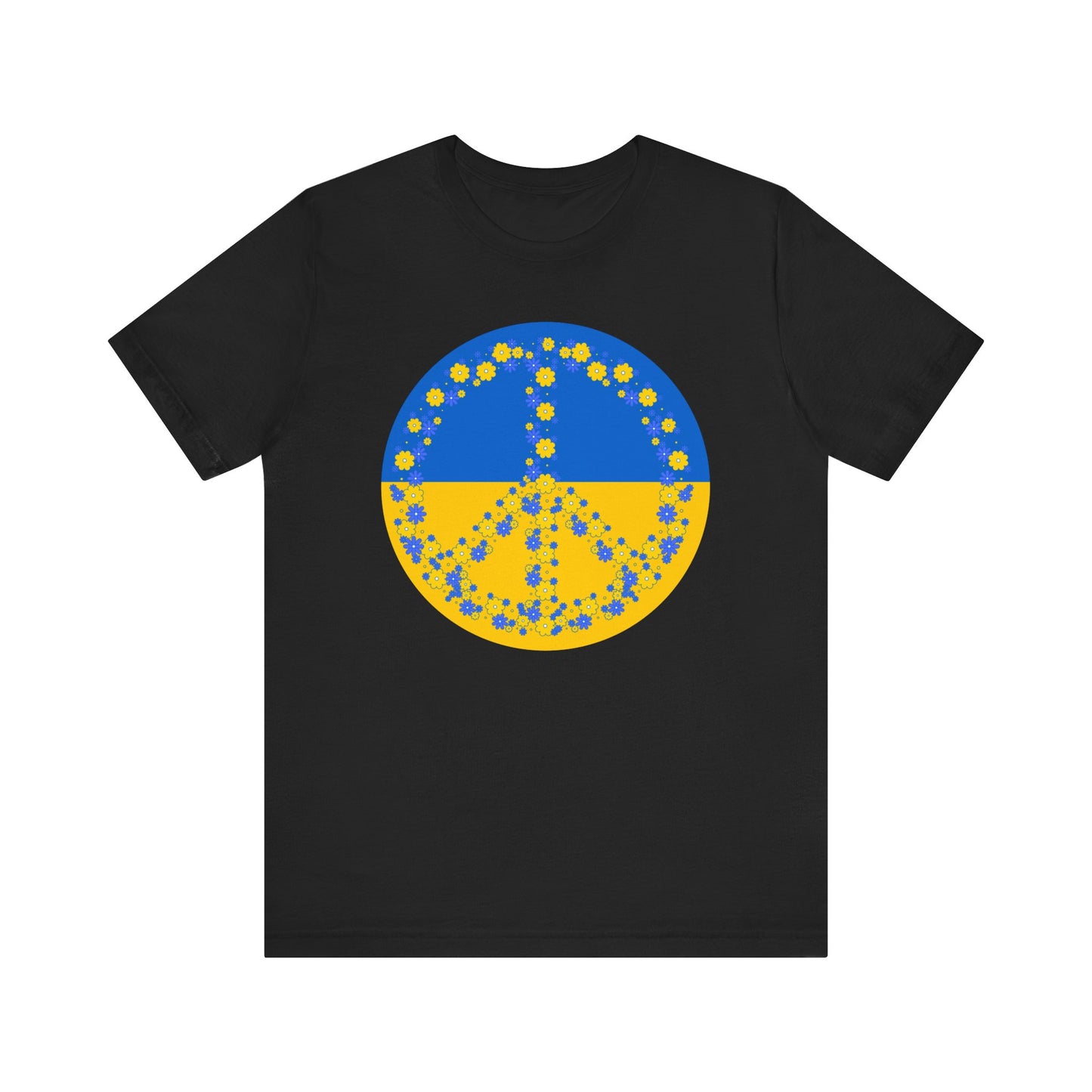 Ukrainian Flag Floral Peace Sign T-shirt