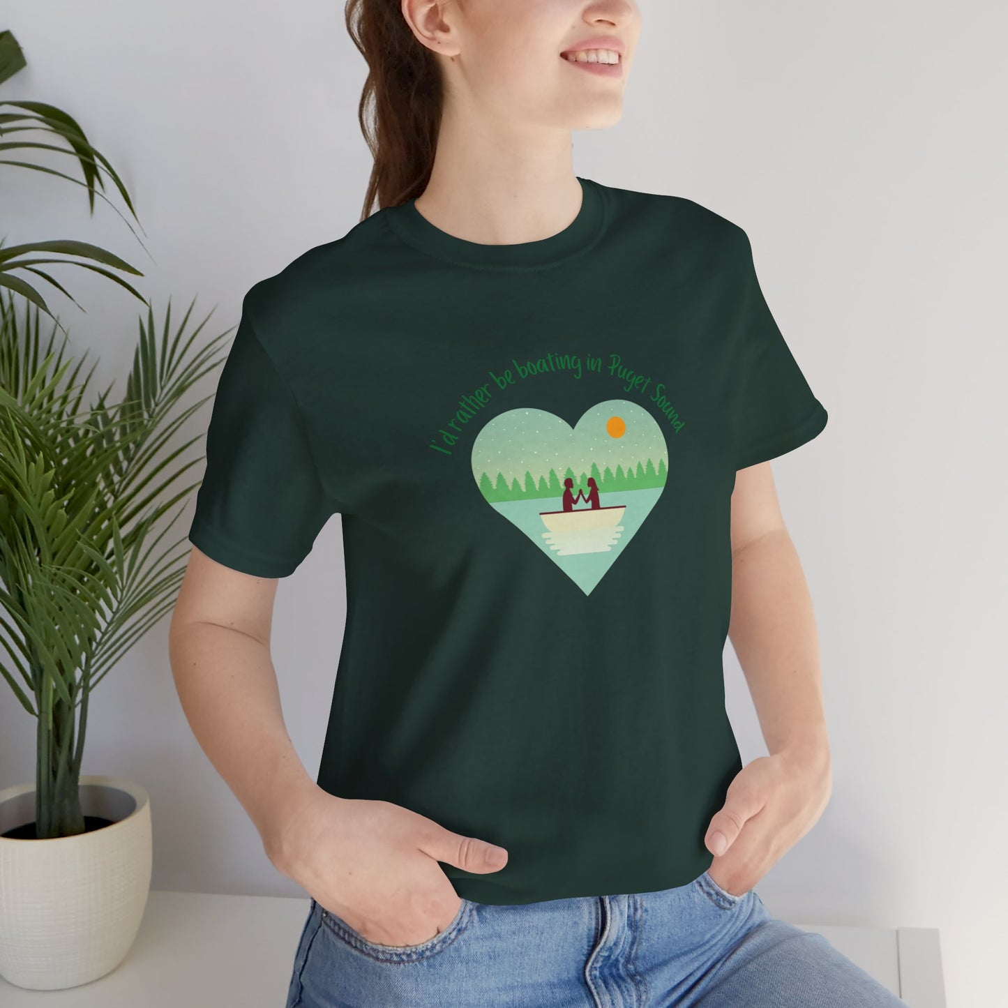 I'd rather be boating in Puget Sound heart T-shirt