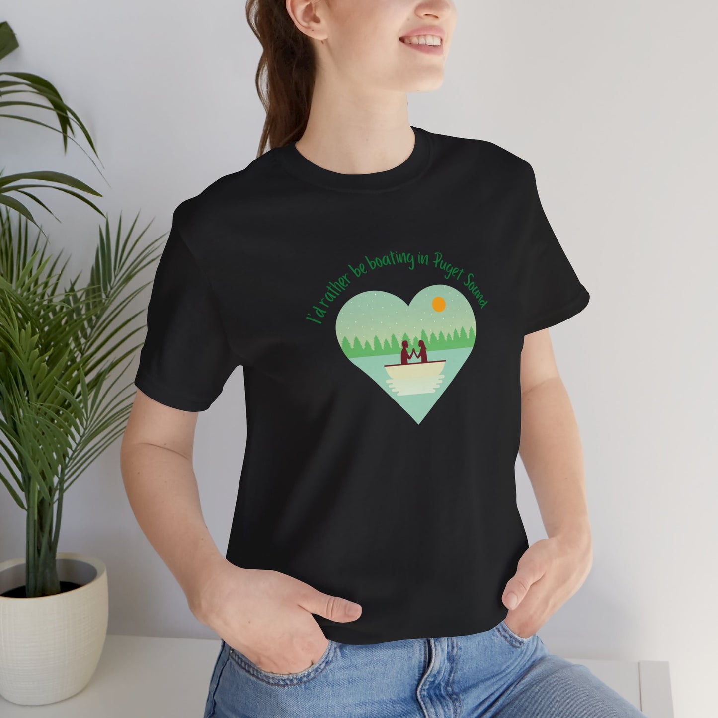 I'd rather be boating in Puget Sound heart T-shirt