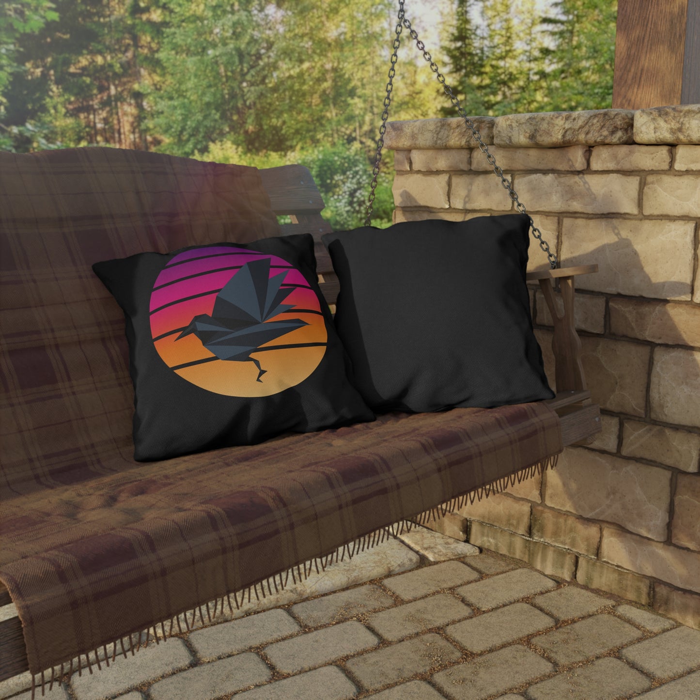 Sunset Crow Outdoor Pillows