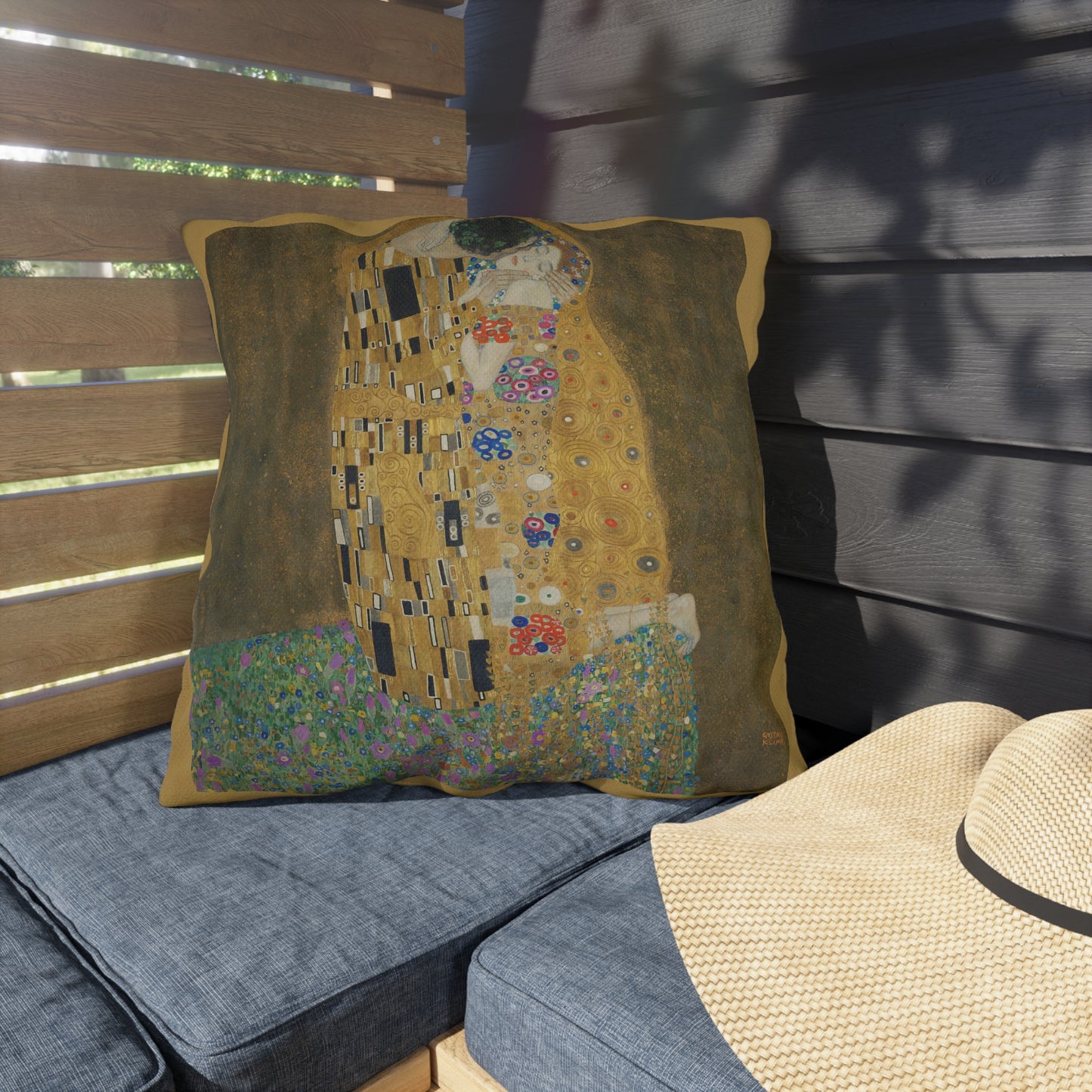 Klimt Kiss Outdoor Pillows