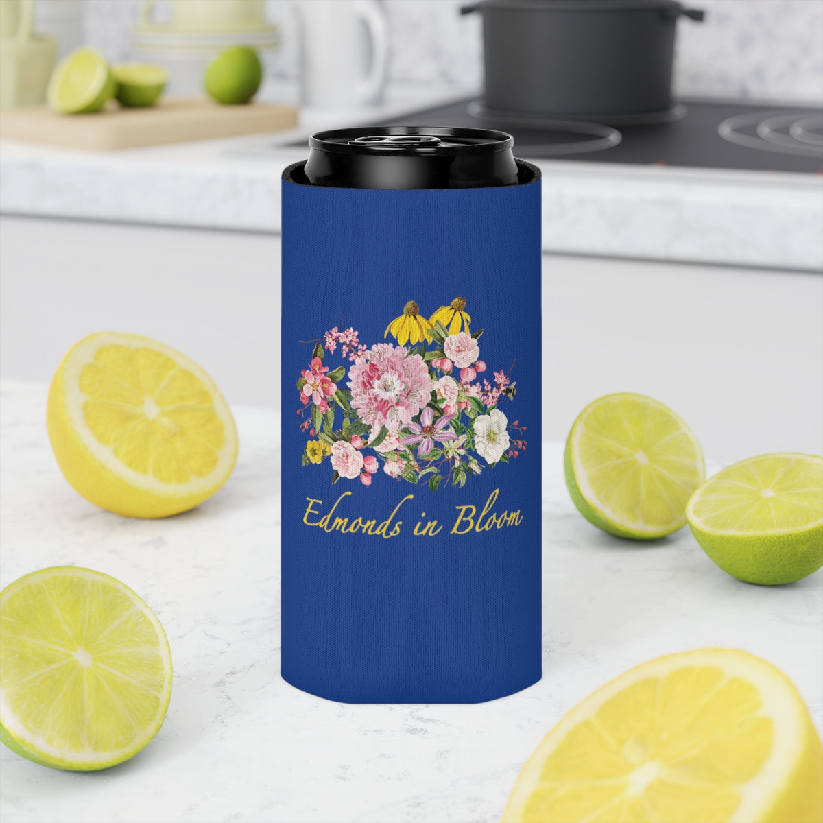 Edmonds in Bloom Can Cooler (Blue)