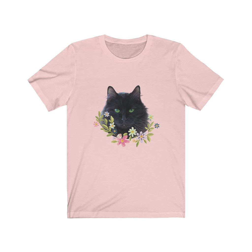 Floral Green Eyed Cat T-shirt