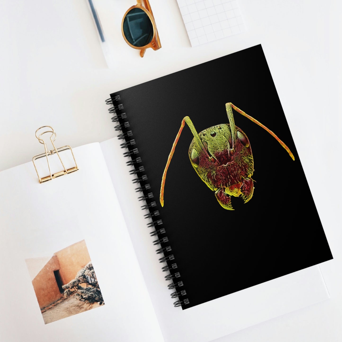 Artsy Carpenter Ant Head Spiral Notebook - Ruled Line