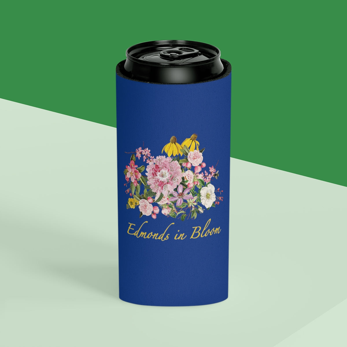 Edmonds in Bloom Can Cooler (Blue)