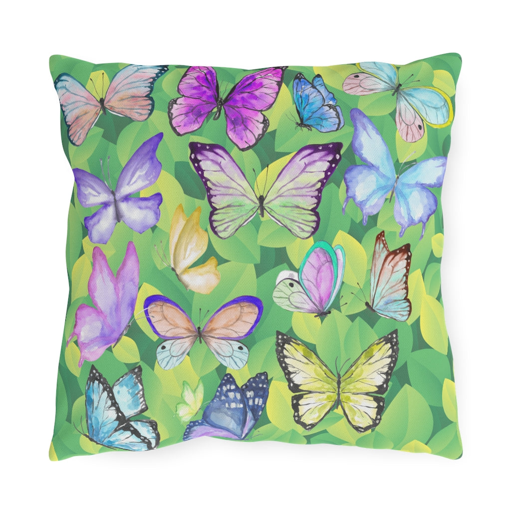 Watercolor Butterflies Outdoor Pillows