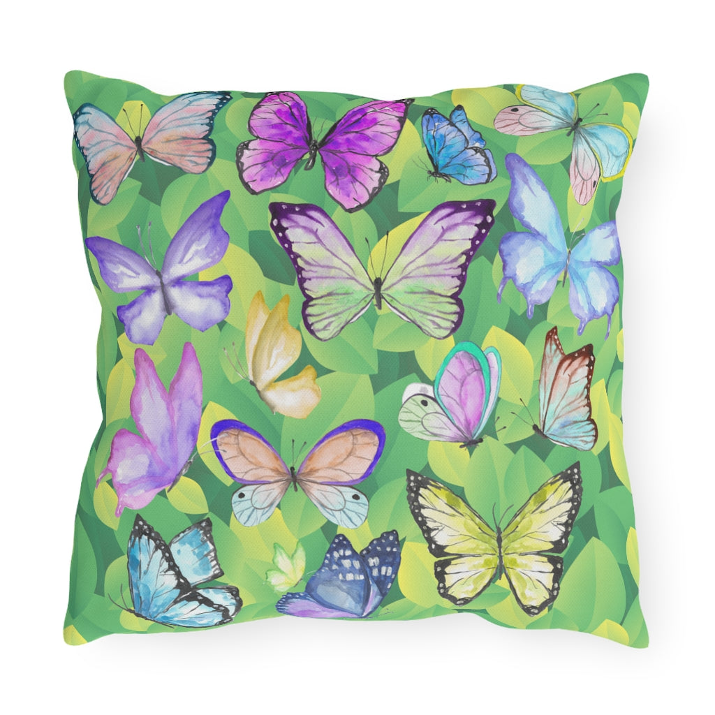 Watercolor Butterflies Outdoor Pillows