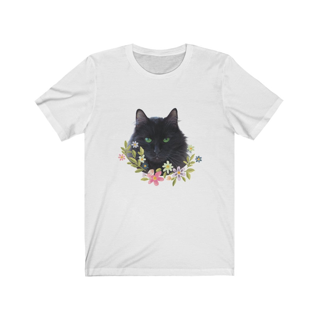 Floral Green Eyed Cat T-shirt