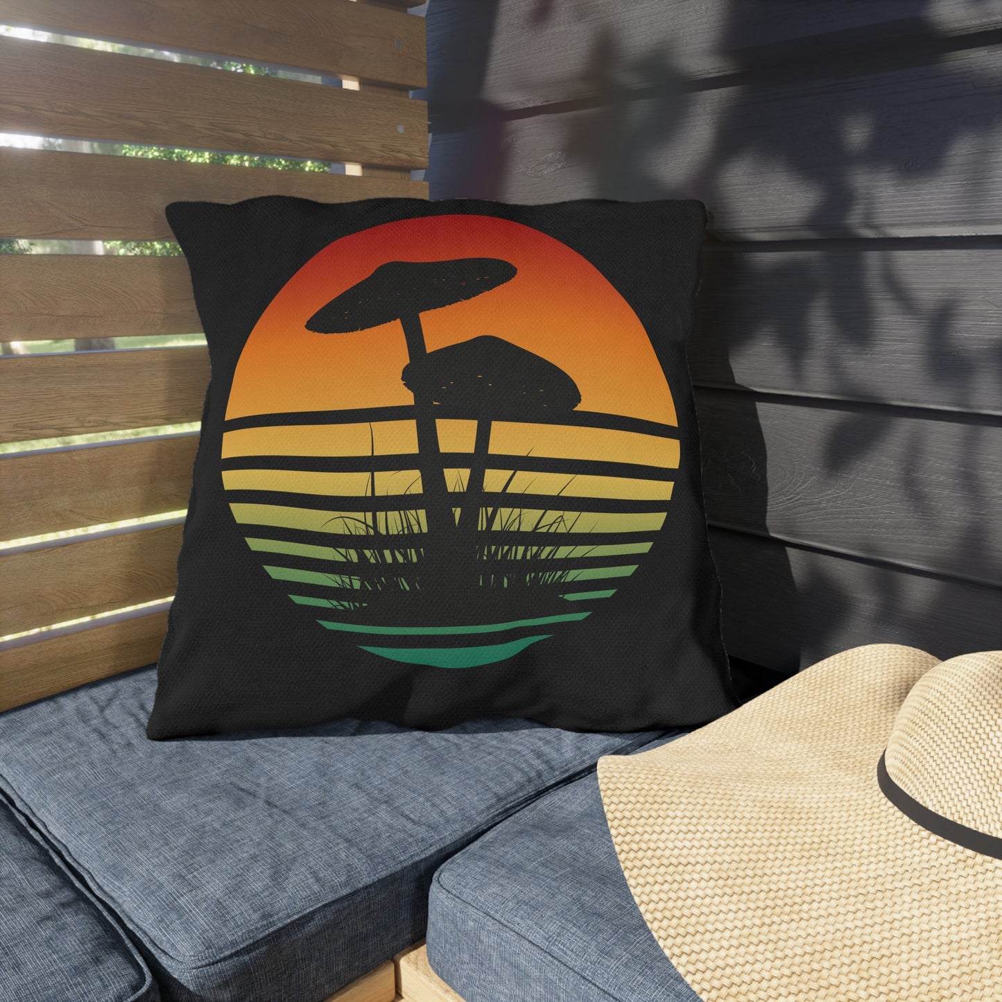 Mushroom Sunset Outdoor Pillows